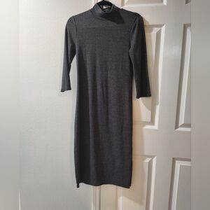 Forever 21 Contemporary Women’s Large Dark Gray Ribbed Sweater Dress High Neck